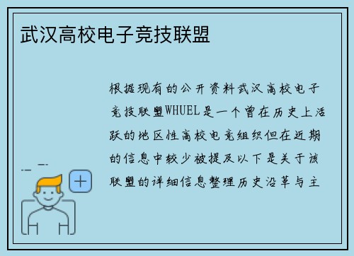 武汉高校电子竞技联盟